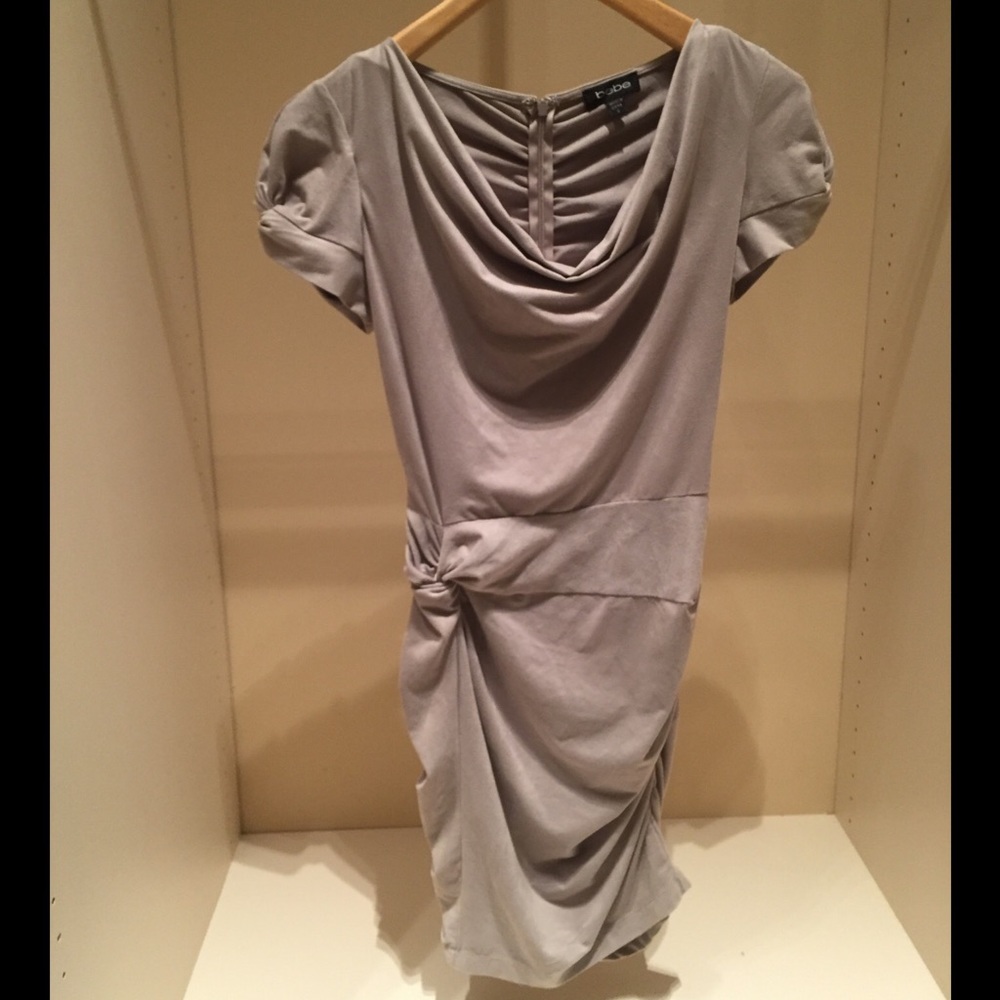 NWOT flattering and sexy tan suede Bebe dress
